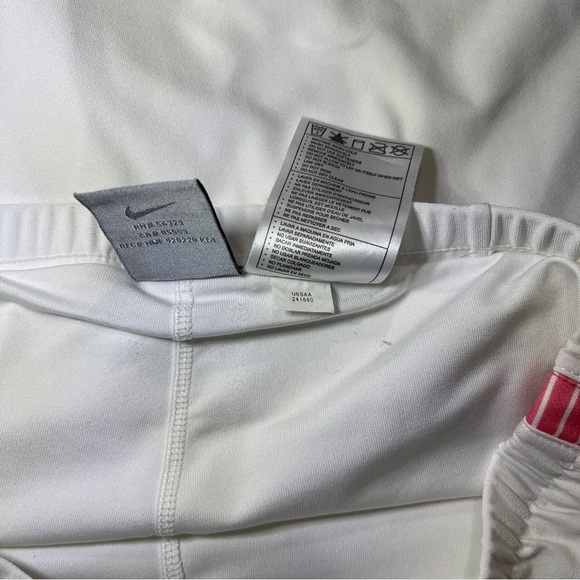 Nike Dri-Fit Tennis Skirt Size XS 0-2 White Coral Geo Print Yellow Swoosh Logo - Picture 7 of 9